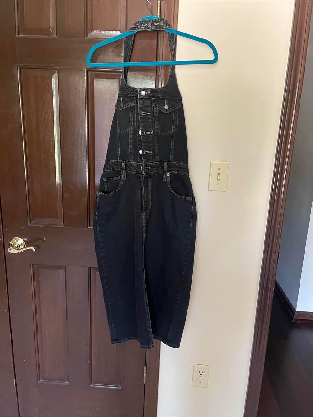Black Denim Overall Dress
